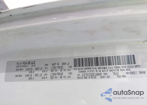 2016 Ram Promaster 2500 High Roof from USA, damaged, VIN 3C6TRVCD2GE103945